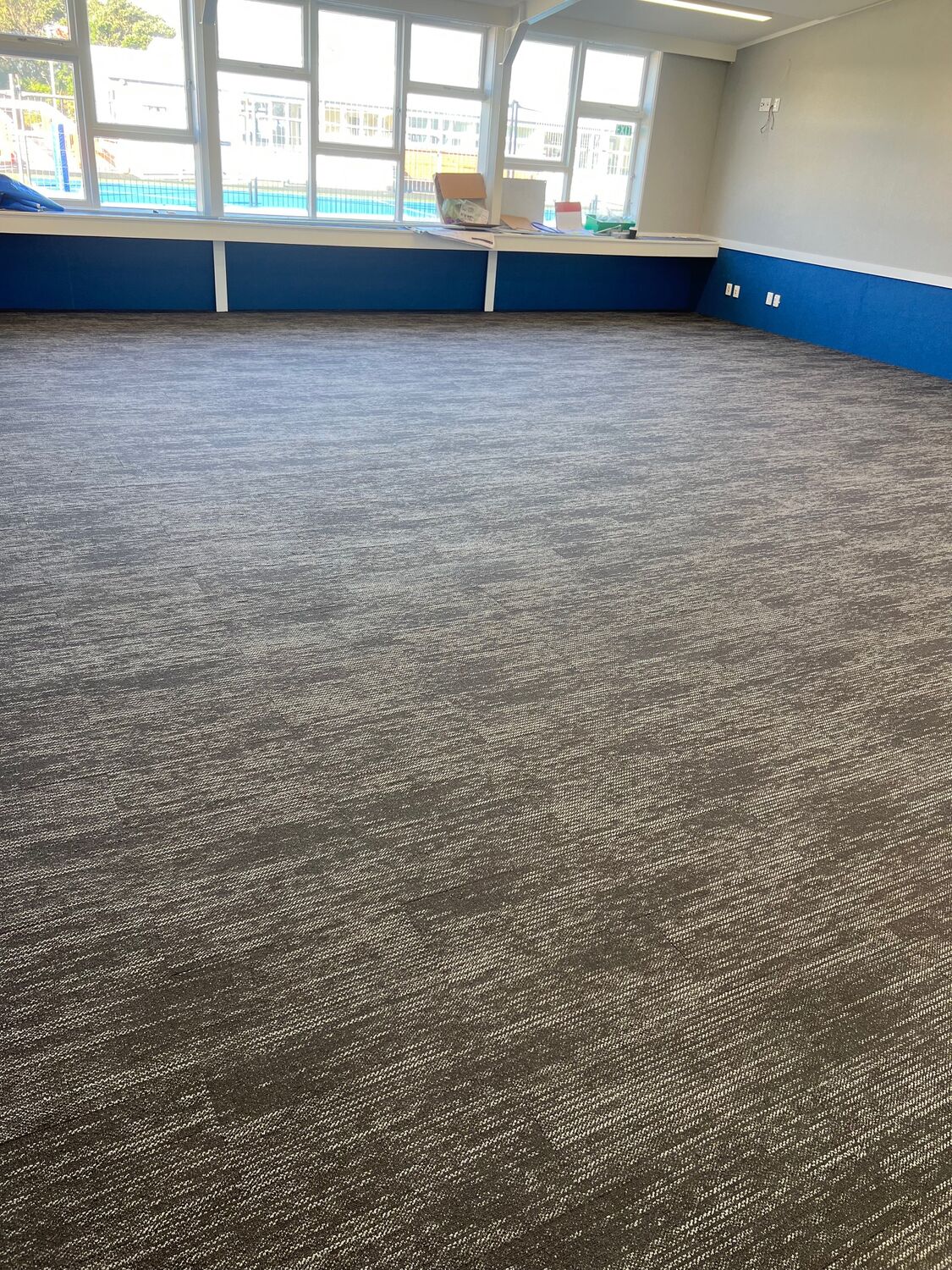 Vinyl flooring laid through a hallway